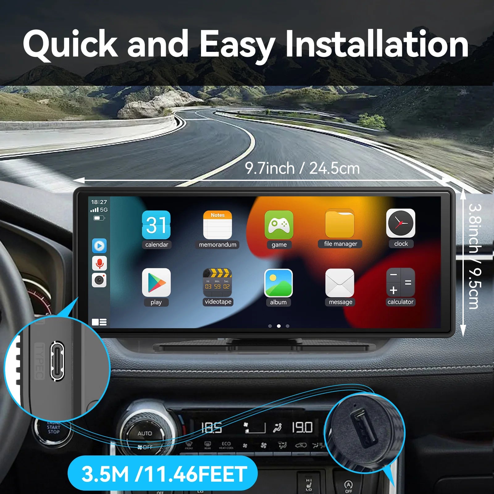 STOLUXE DriveSync™ | Wireless Apple CarPlay & Android Auto Display
