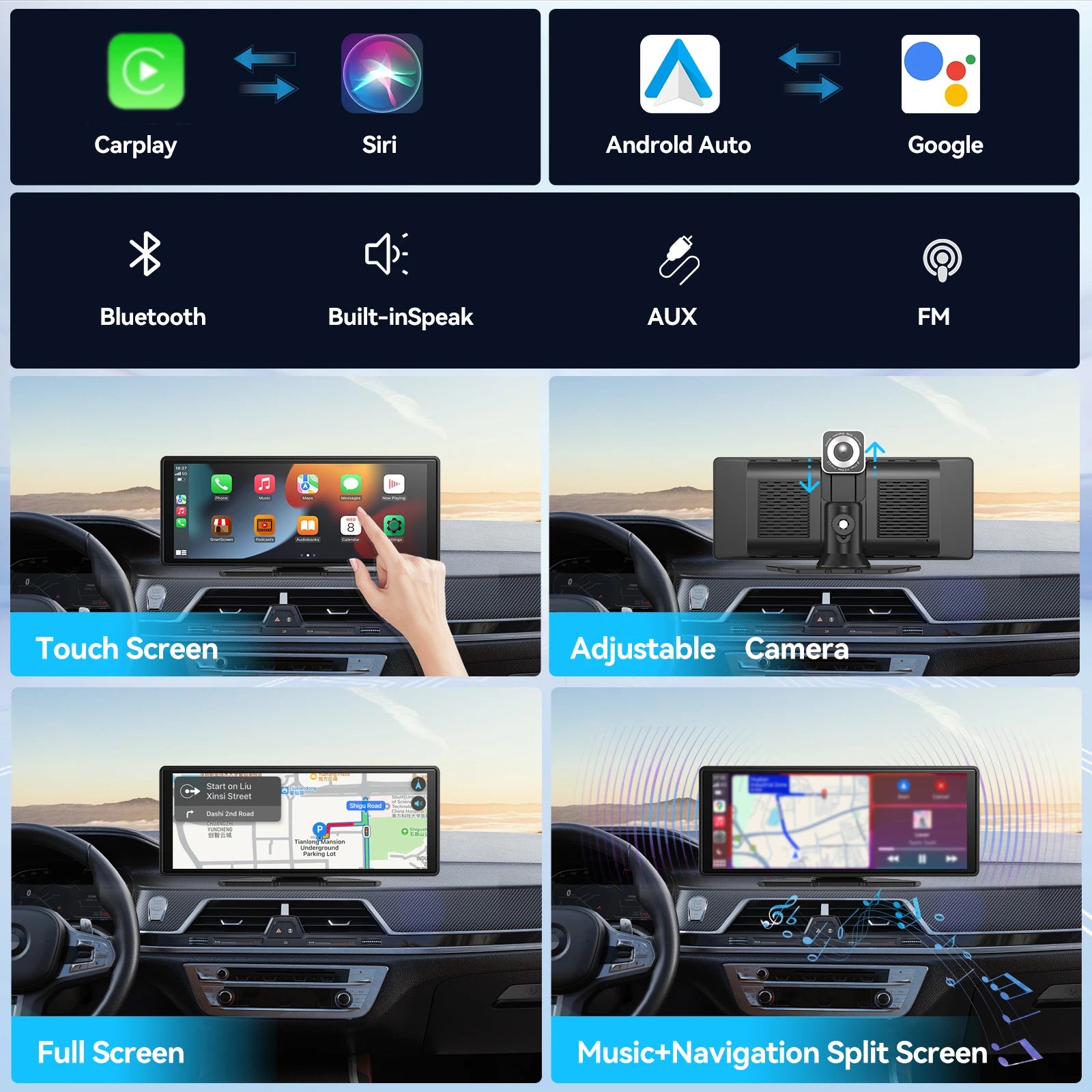 STOLUXE DriveSync™ | Wireless Apple CarPlay & Android Auto Display